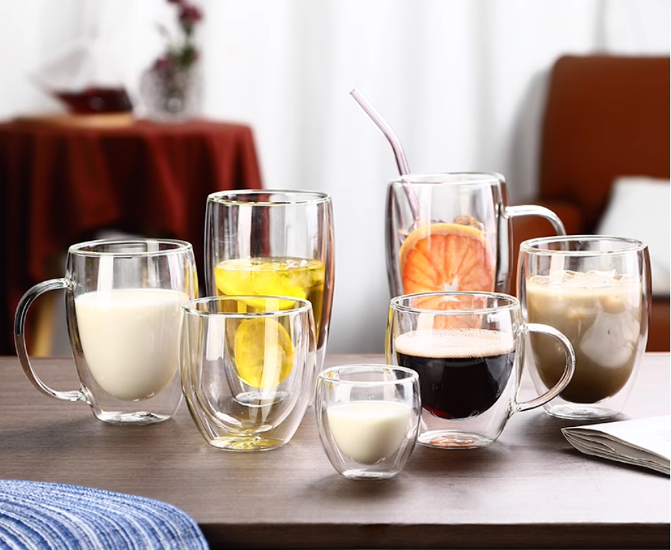 Thermal Insulation of Double Wall Glass Coffee Mugs