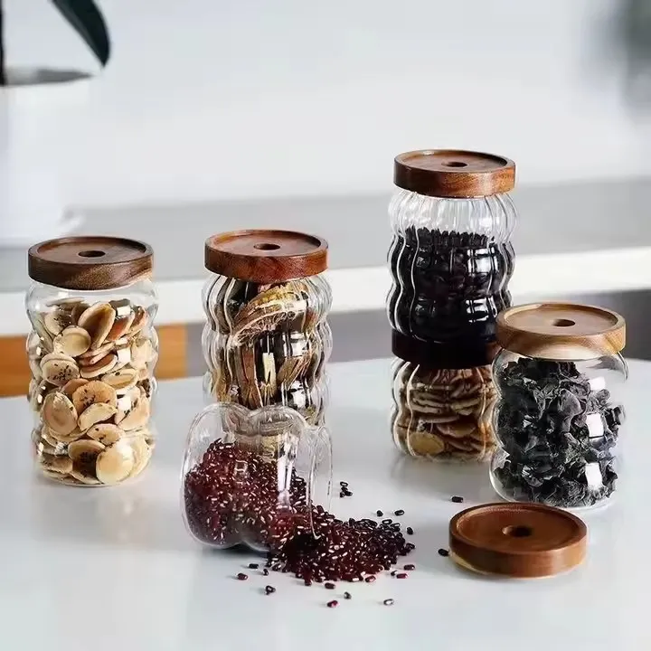 Organizing Spices Using Glass Jars with Wooden Lids