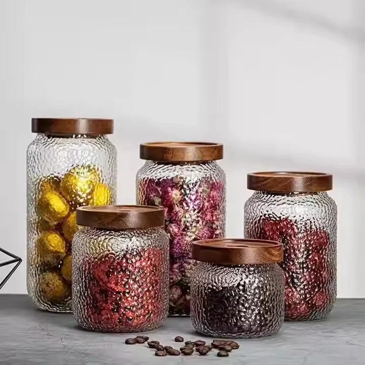 Organizing Spices Using Glass Jars with Wooden Lids