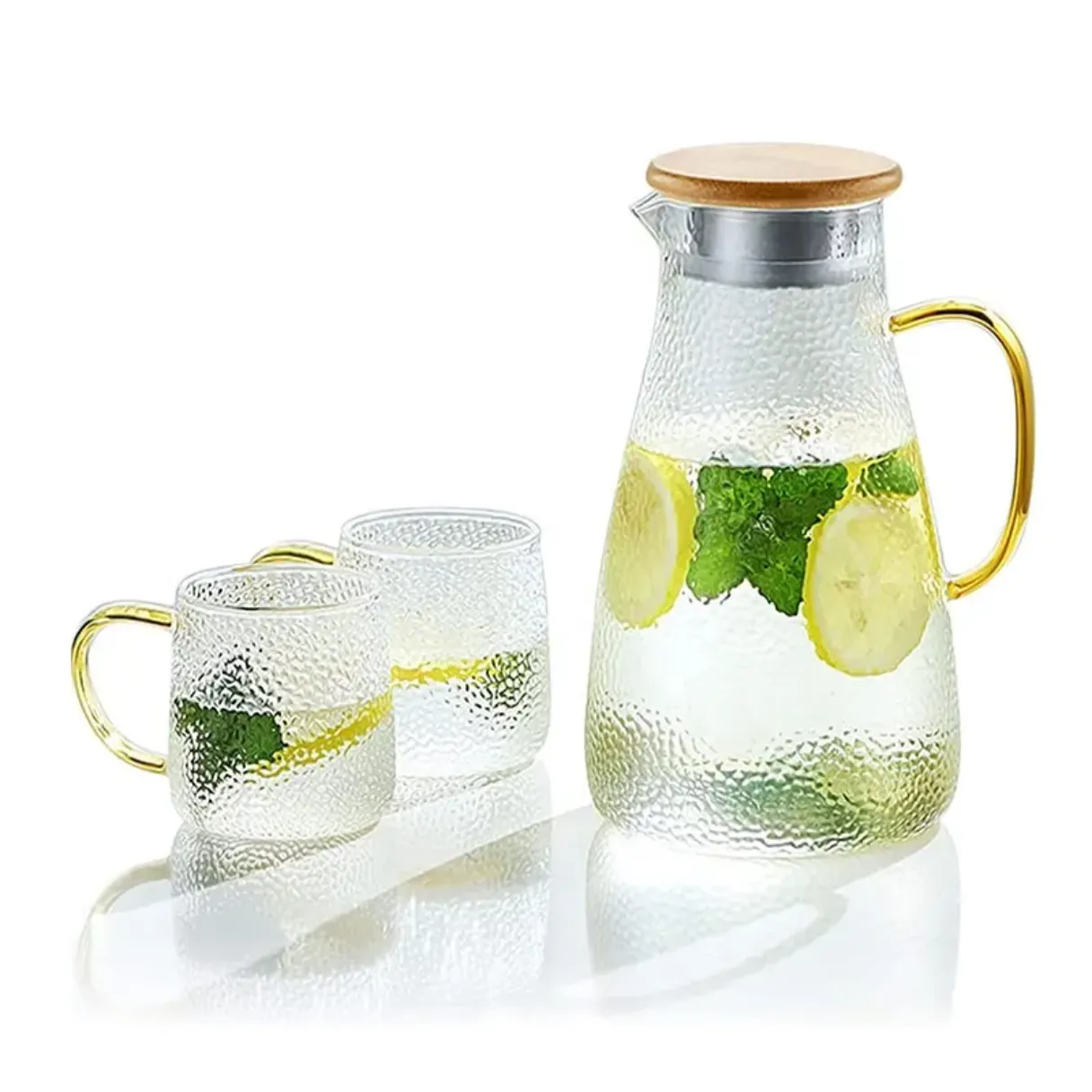 Heat Resistant Borosilicate Glass Pitcher with Bamboo Lid