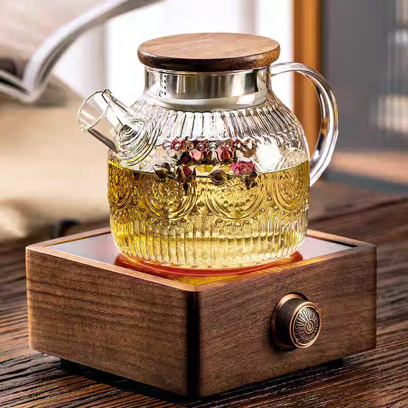 1L sunflower tea pot heat resistant glass tea pot