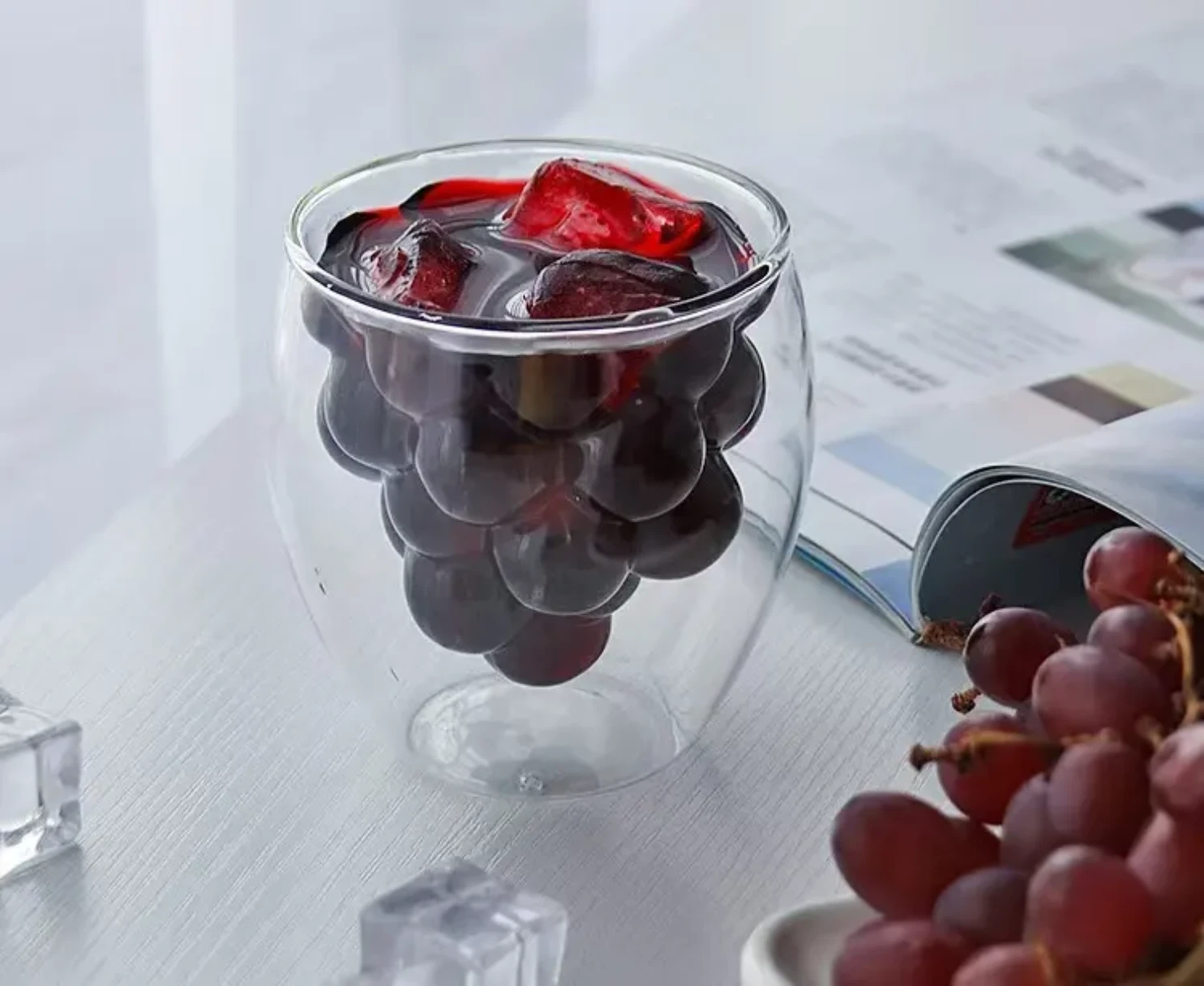 Grape shape fruit shape  double wall mug high borosilicate glass
