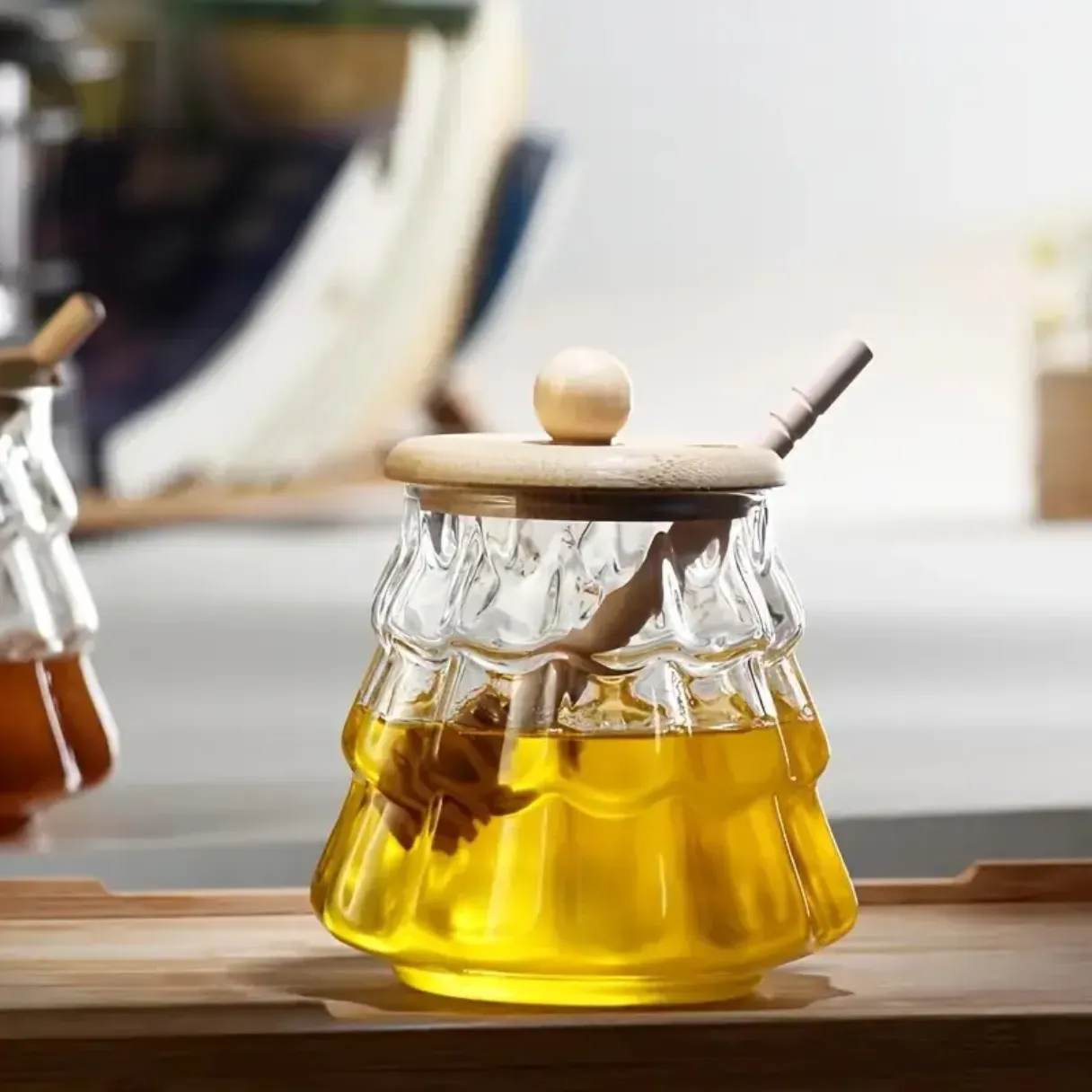 Christmas tree shape glass candy jar  honey jar