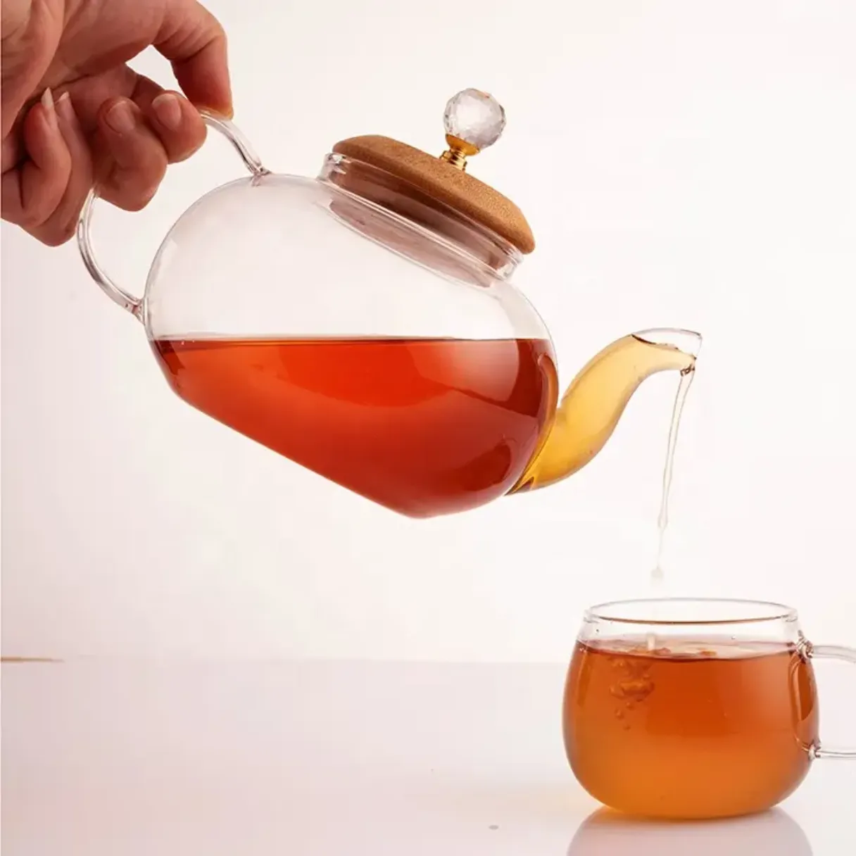 800ml High Borosilicate glass tea pot bamboo lid diamond lid tetera 800ml High Borosilicate glass tea pot bamboo lid diamond lid tetera