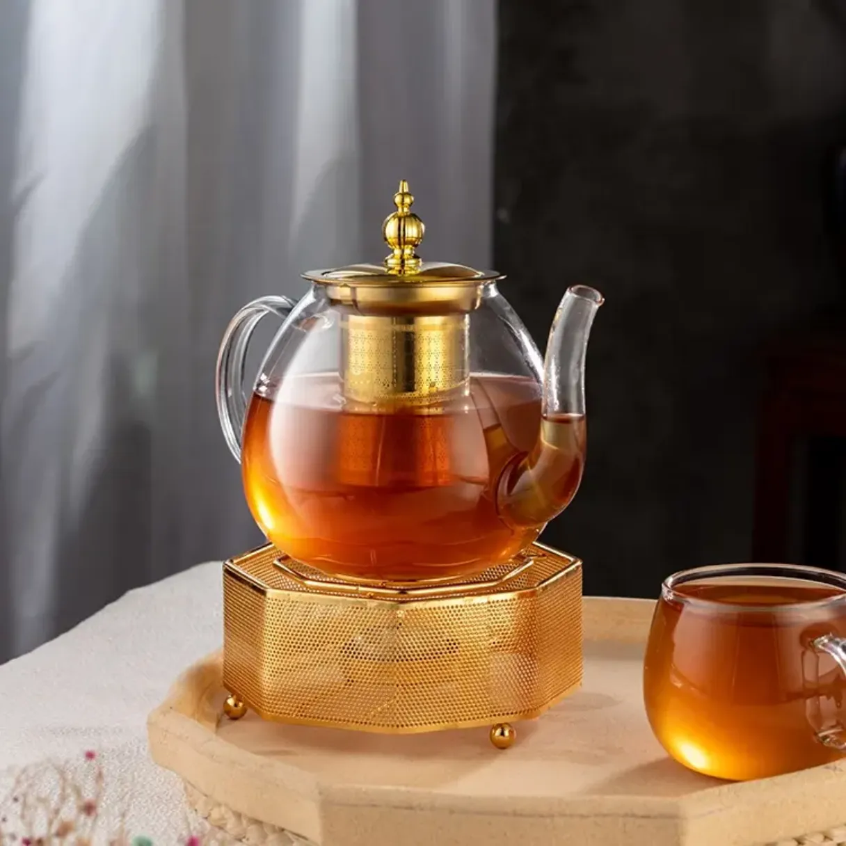 high borosilicate golden lid glass tea pot 750ml/1L/1.4L high borosilicate golden lid glass tea pot 750ml/1L/1.4L