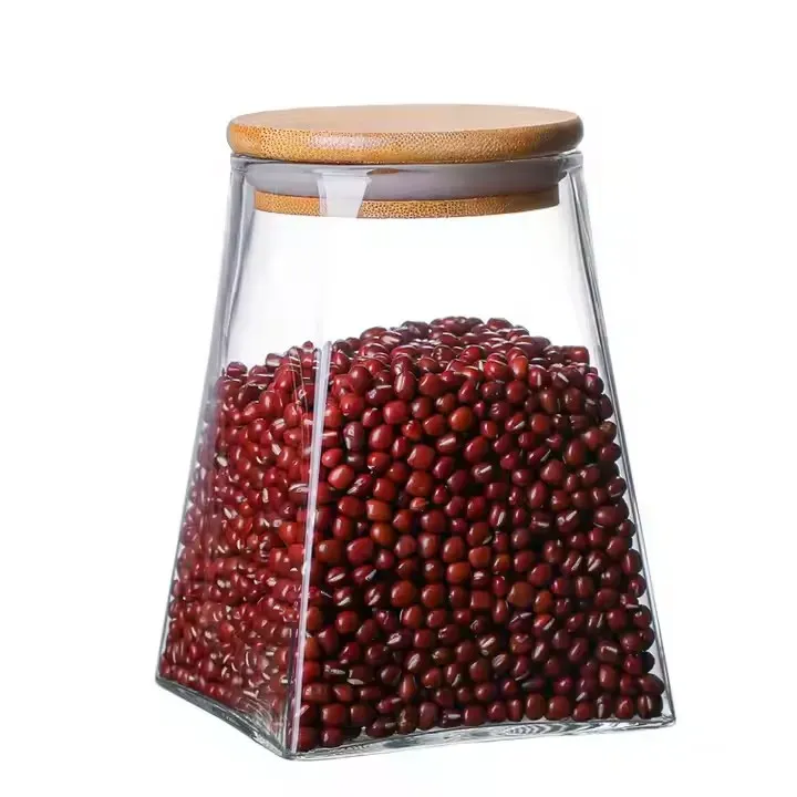 2 Tier Bamboo storage jar set spice rack jar