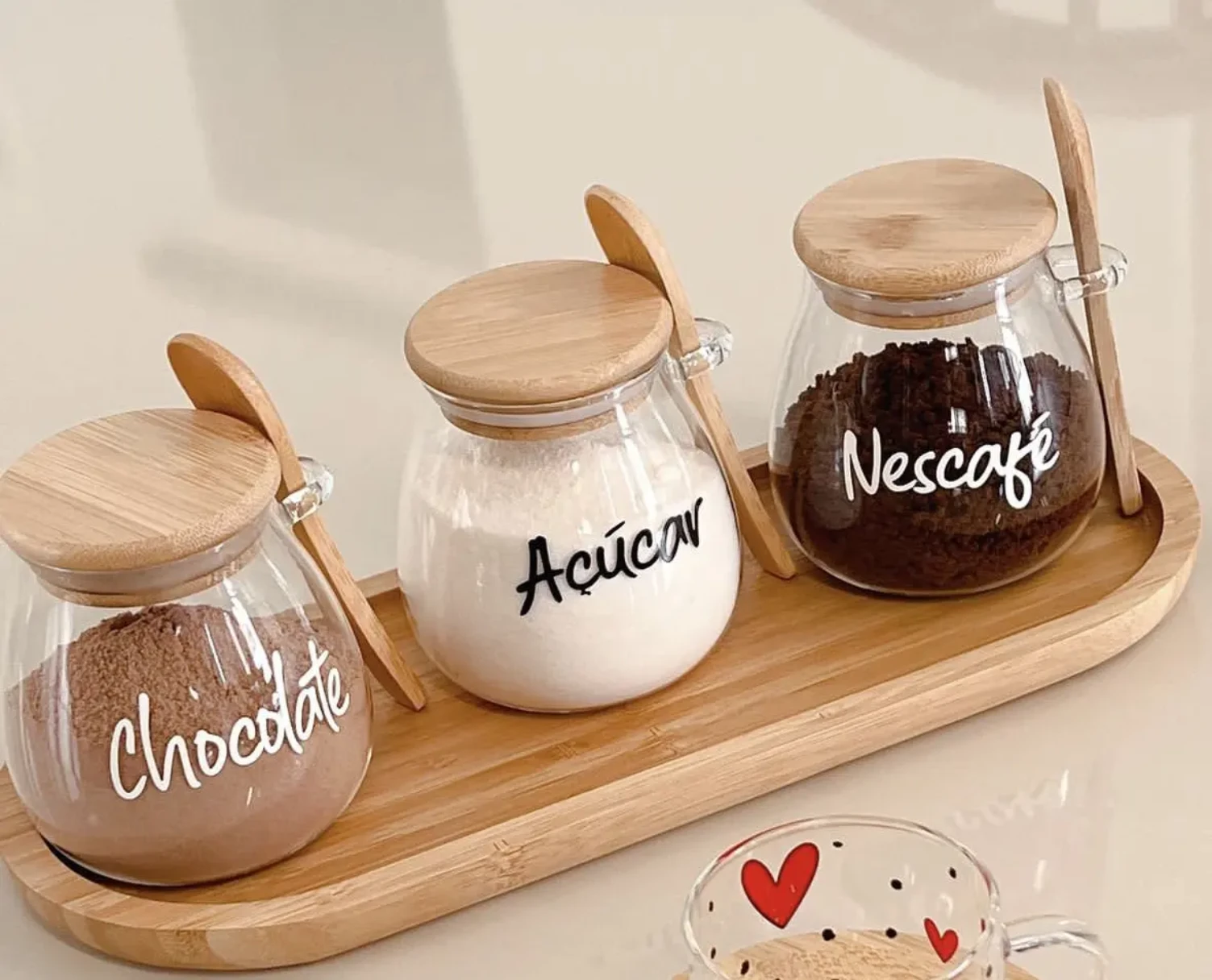 Artisan 500ml High Borosilicate Glass Jars with Bamboo Accents