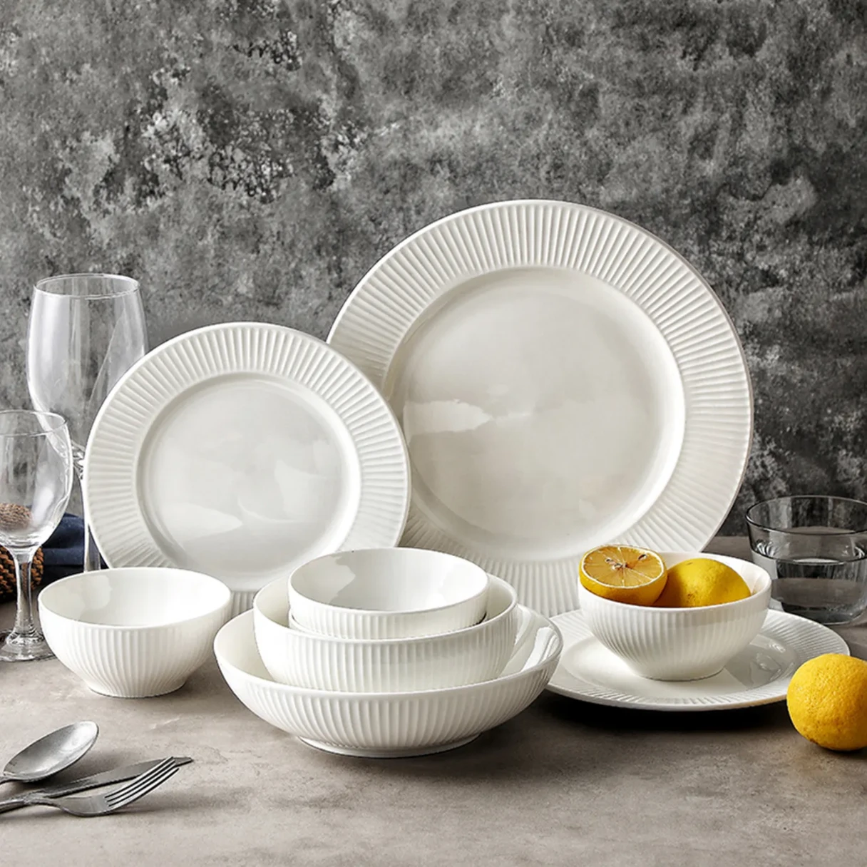 ​Linear Arte White Porcelain Dinner set