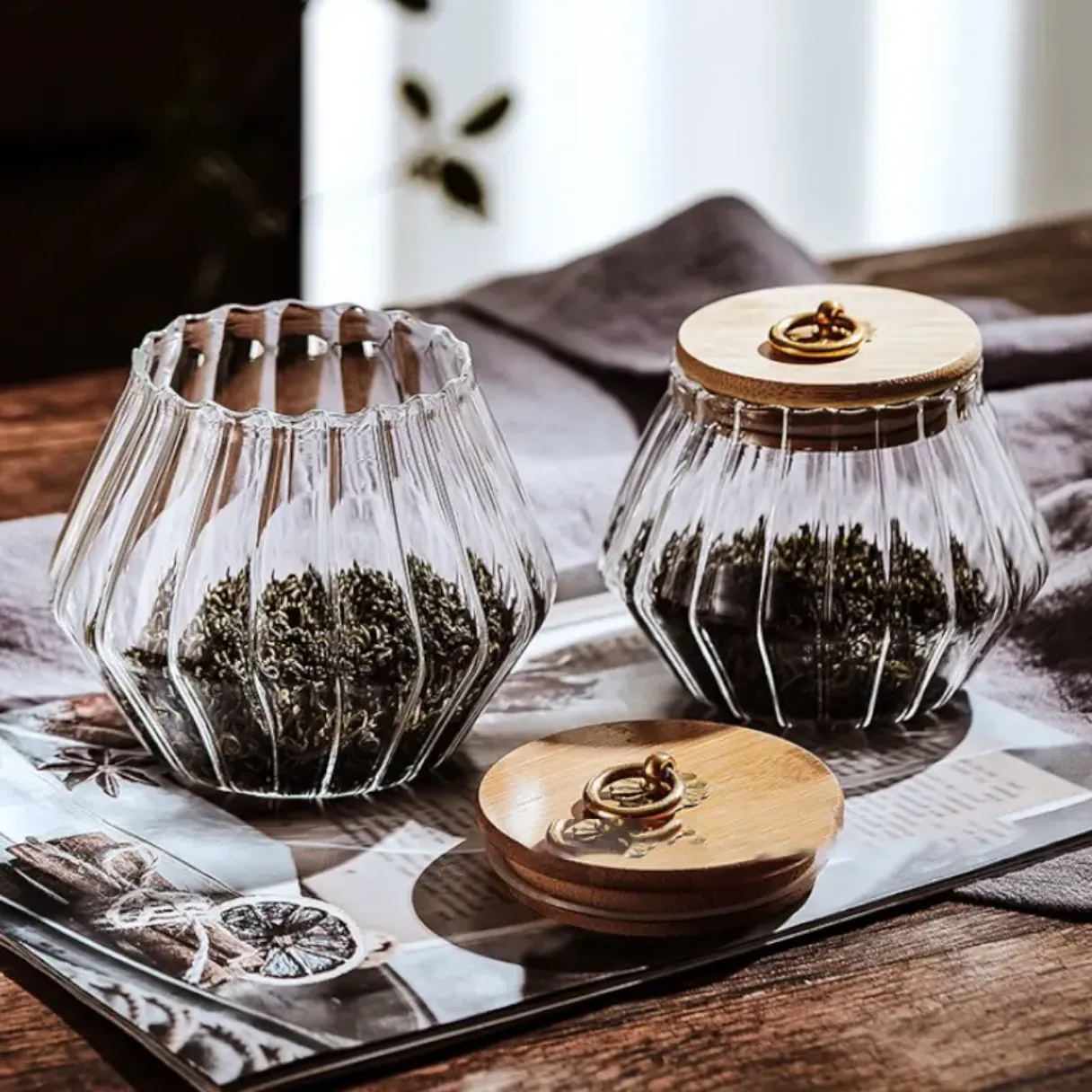 Diamond shape Coffee Beans Snack Candy Glass jar with Lid