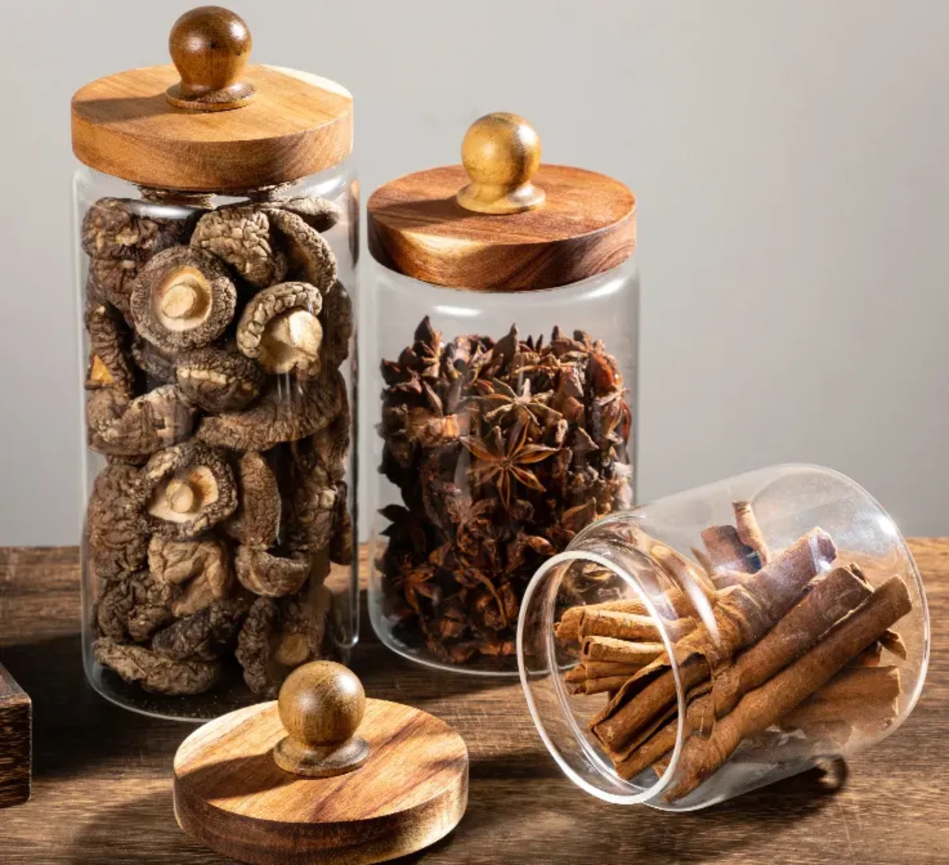 Artisan Acacia Wood-Sealed High Borosilicate Glass Canisters