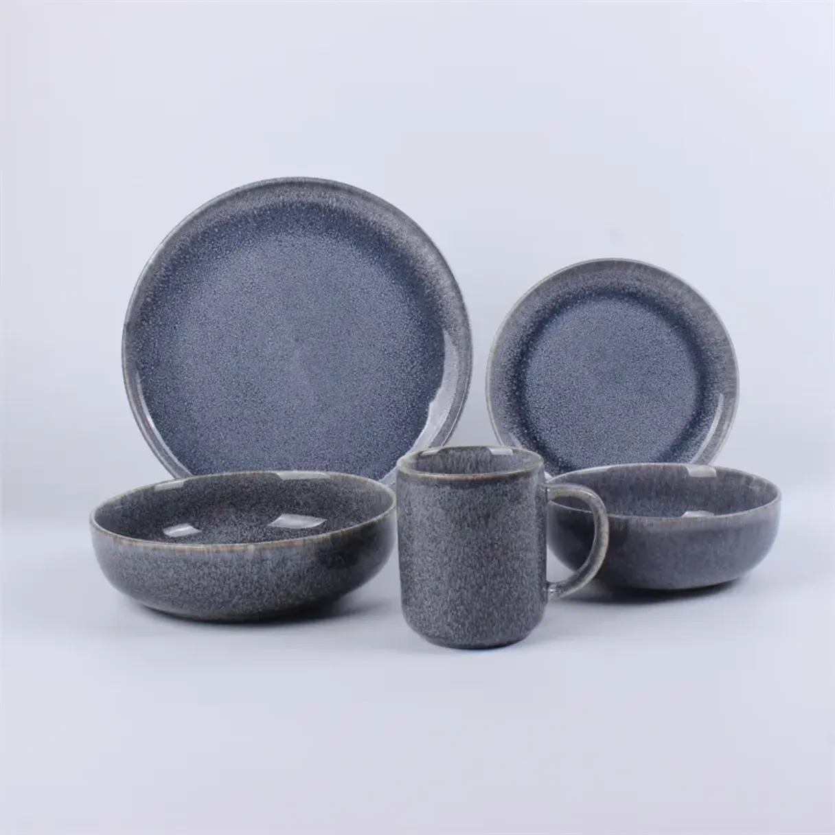 Grey reactive glaze 18pcs dinner set porcelain