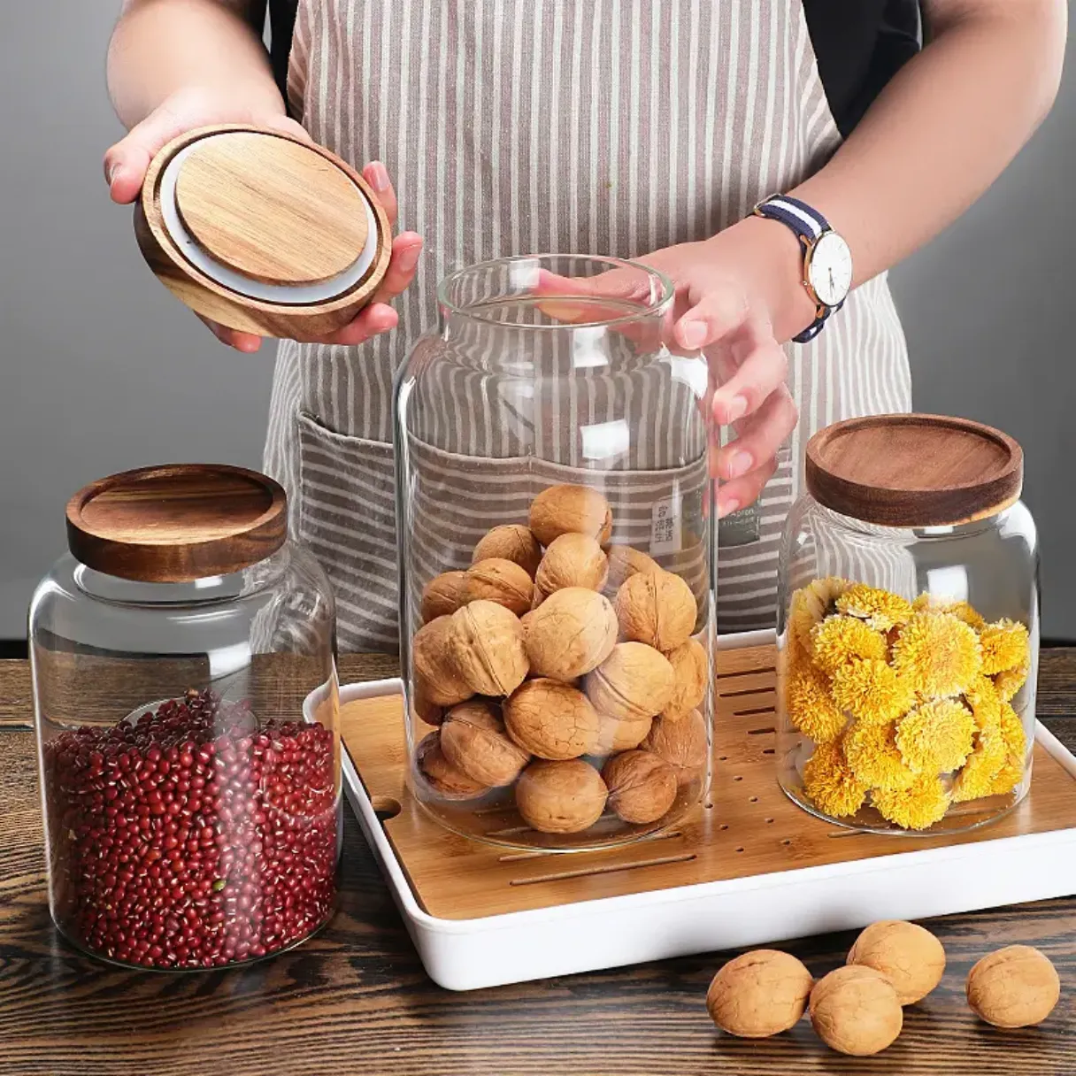 Read More About glass food storage containers with wood lids