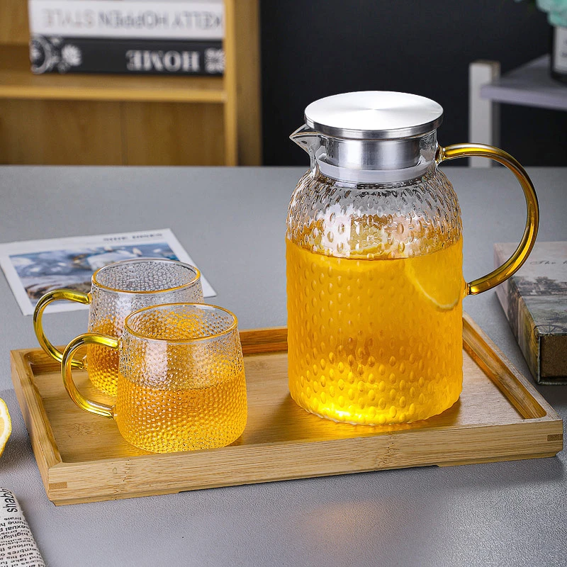 Rice Grain Pattern High Borosilicate Glass Water Pitcher