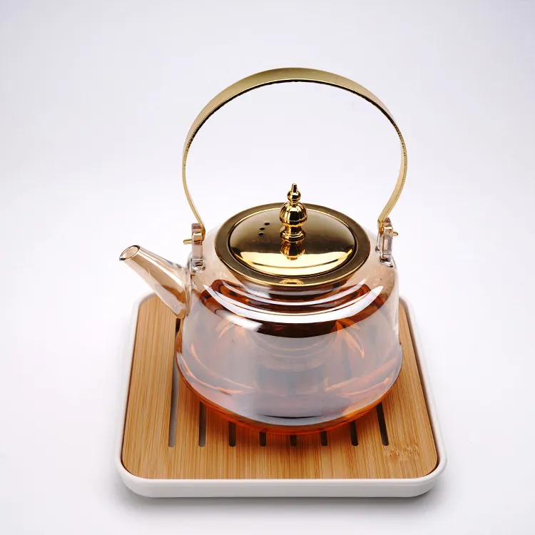 Copper and Glass Teapot - Heatproof, Drip-Free, Amber Option