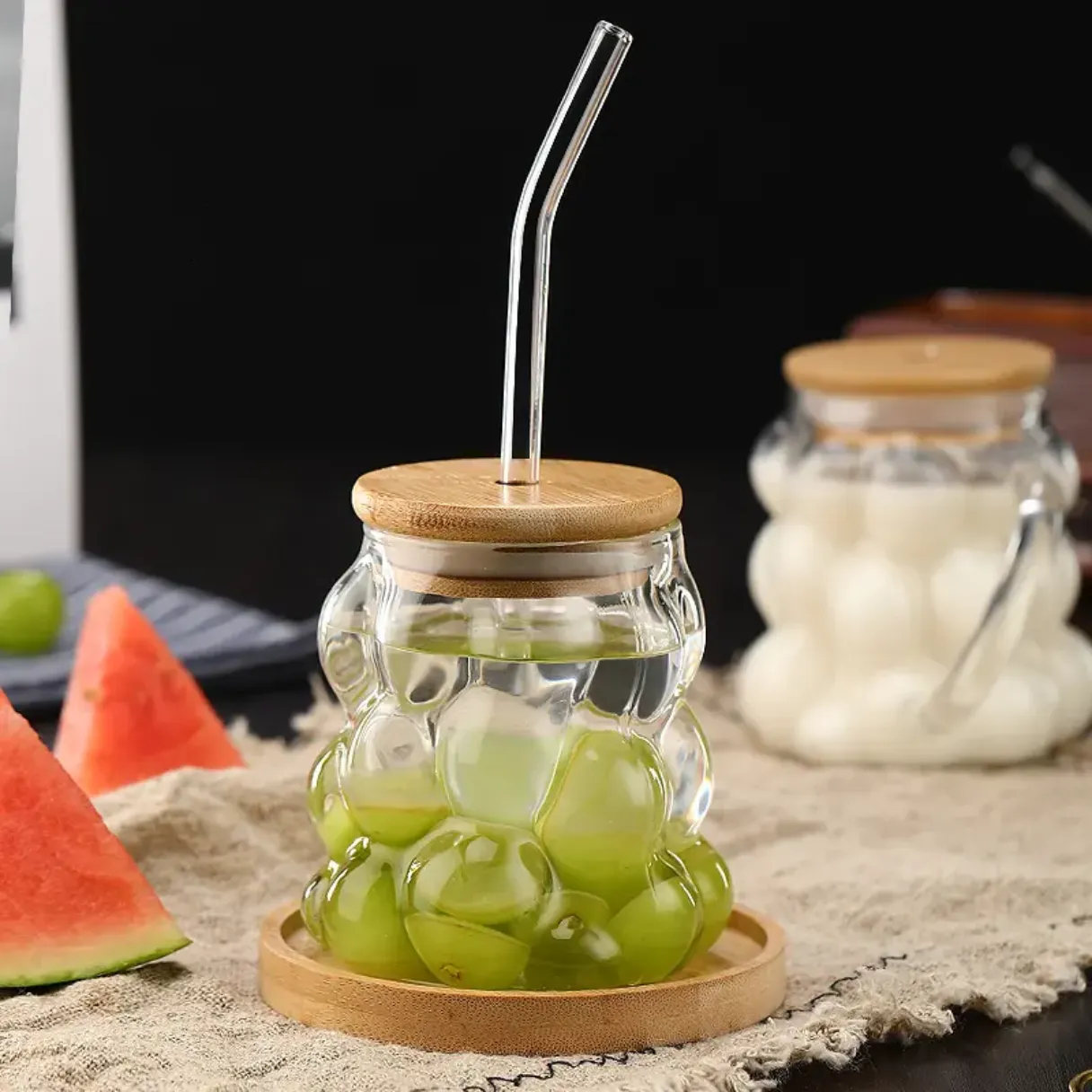 High borosilicate glass mug with straw 550ml High borosilicate glass mug with straw 550ml