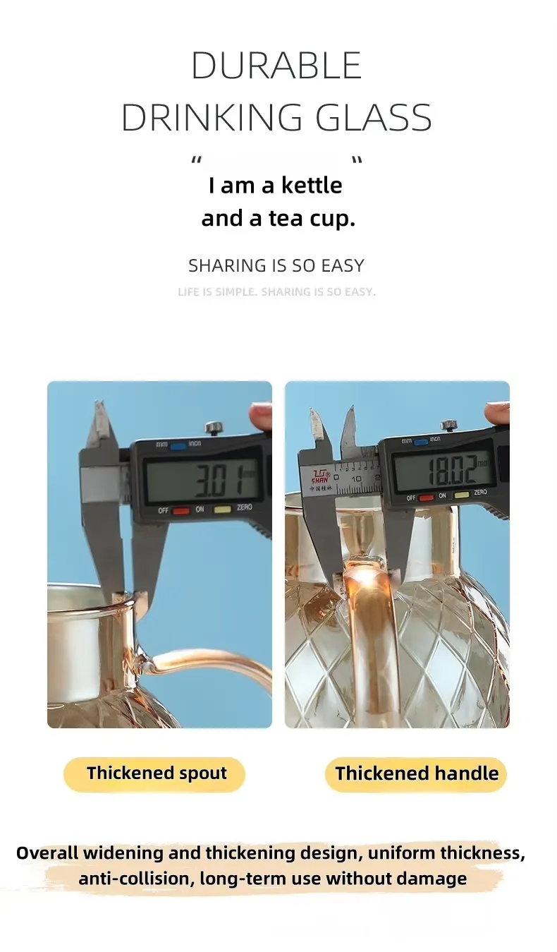 Diamond Shaped High Borosilicate Glass Water Pitcher With Bamboo/Stainless Steel Lid