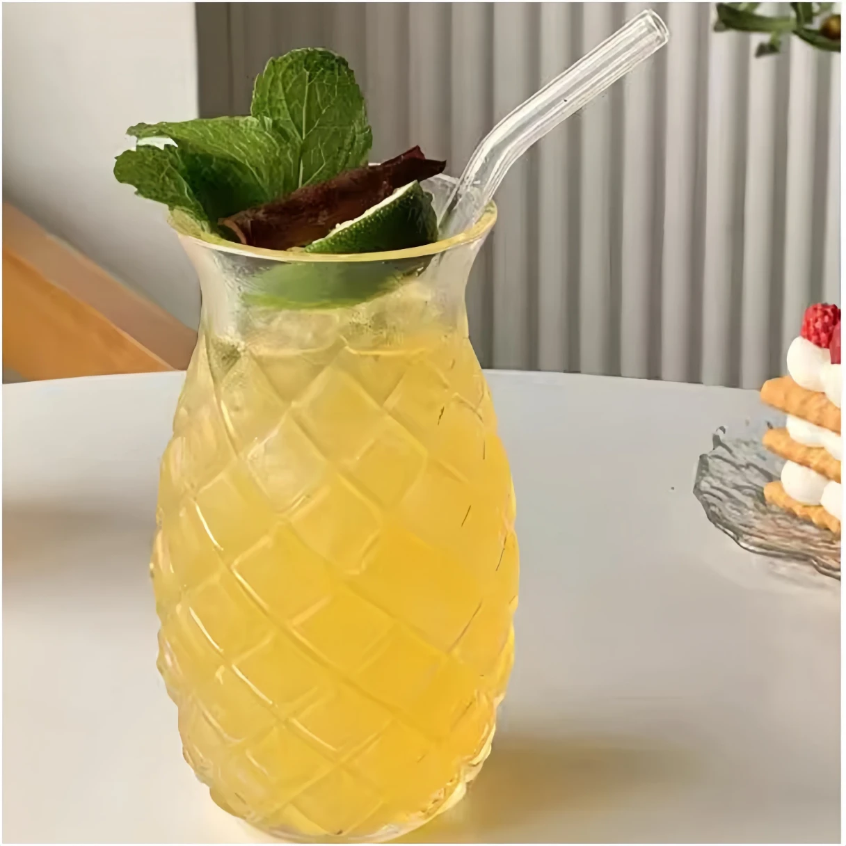 pineappple shape single layer mug high borosilicate glass fruit shape mug cup
