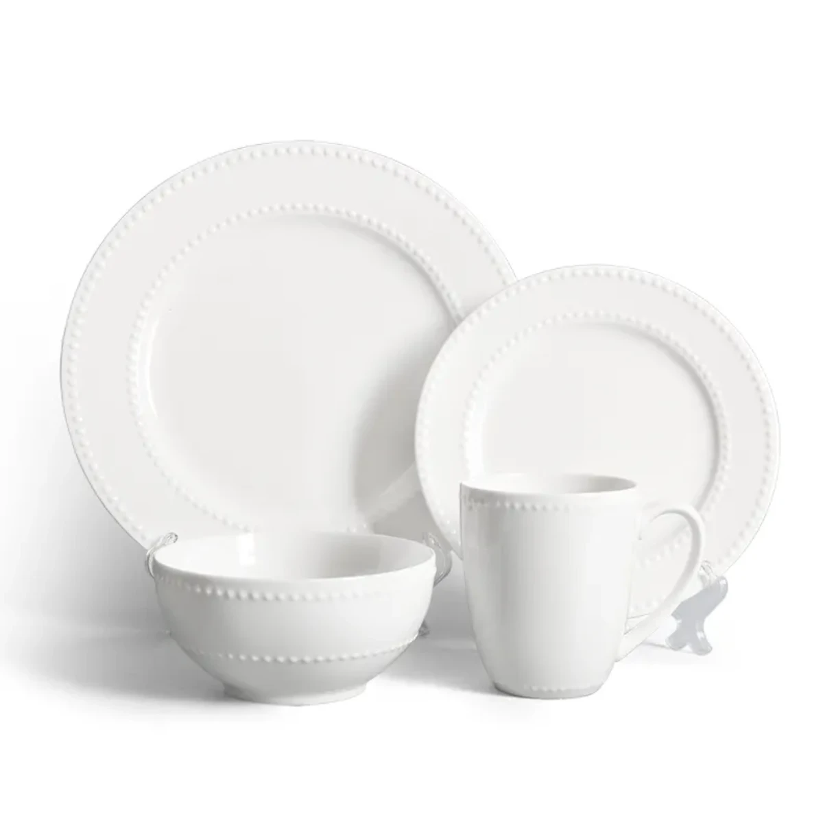 Classic Dot-Embossed Porcelain Dinnerware Set