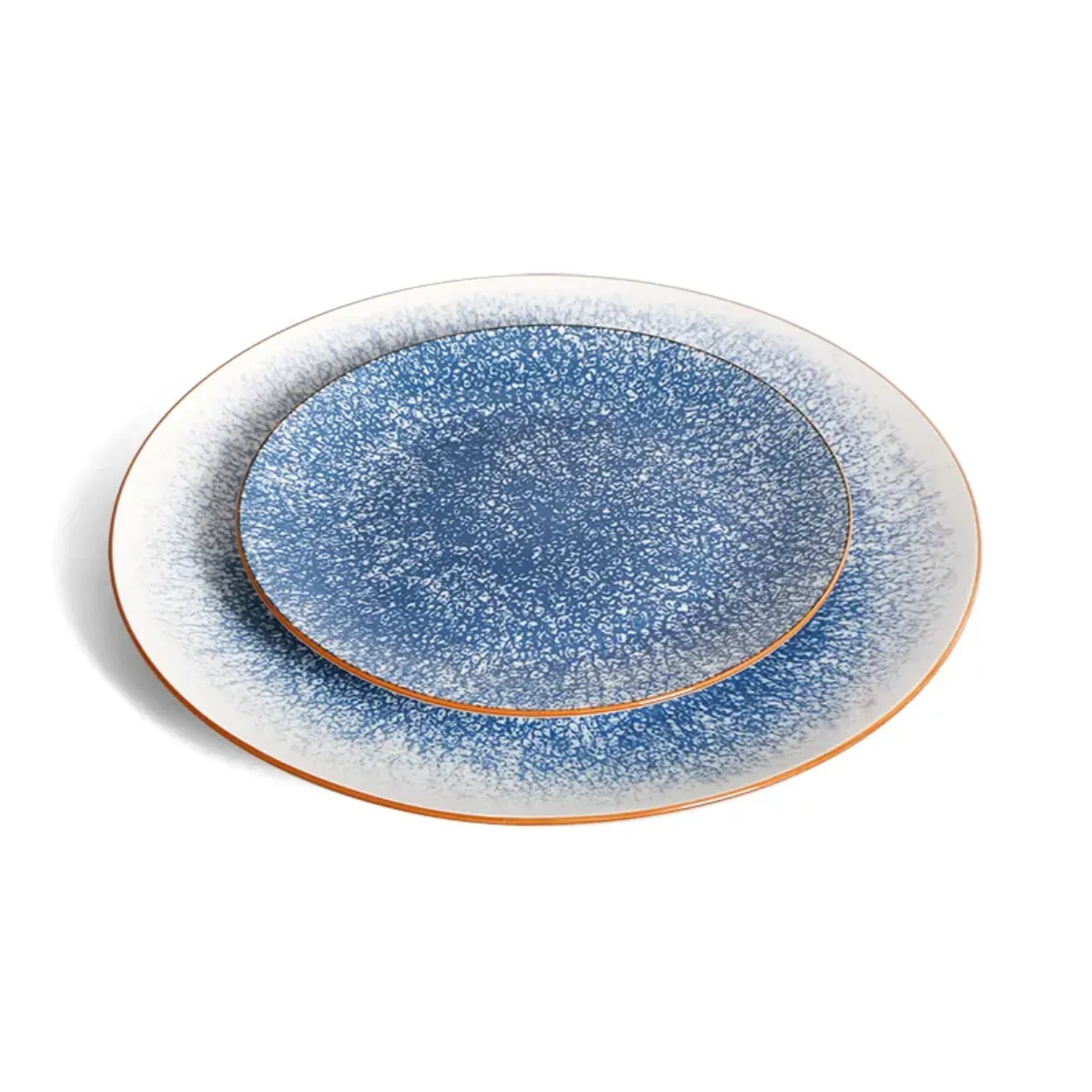 pad print black dinner set  kiwifruit pattern blue