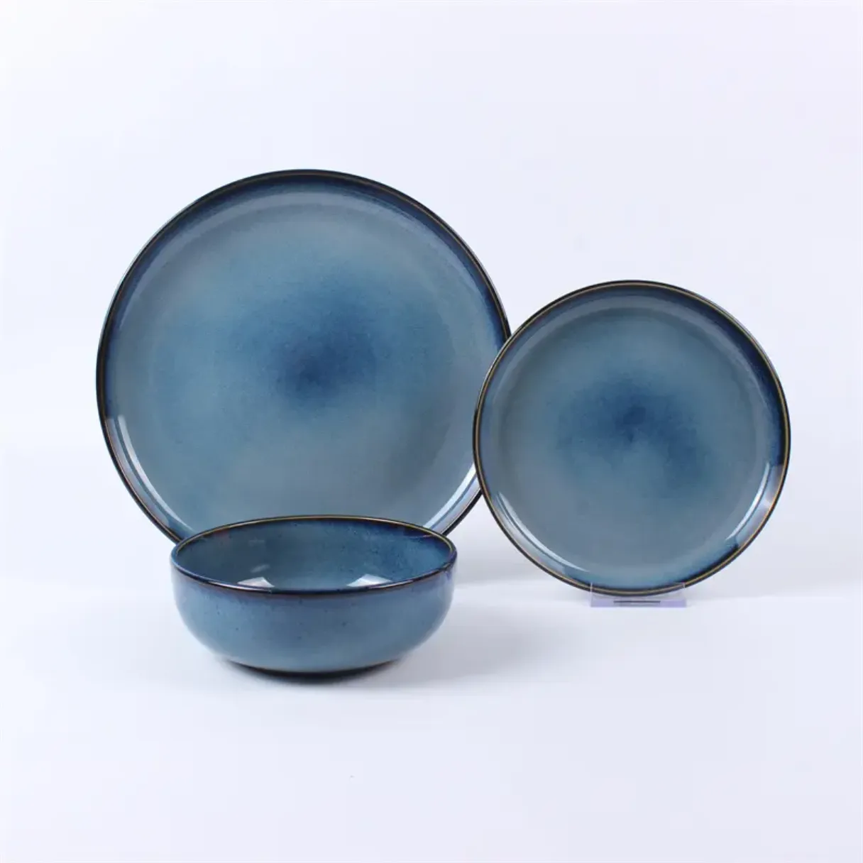 16pcs reactive glaze Blue dinner plate