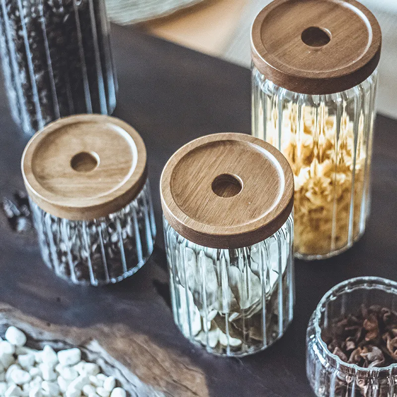 glass jars with wood tops