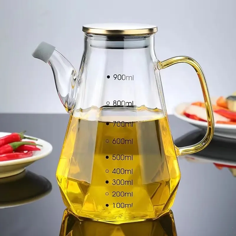 Innovative Diamond Shapes Borosilicate Glass Oil and Vinegar Bottle Set Empty Olive Oil Bottles Olive Oil Cans