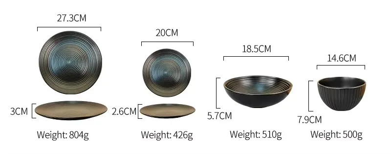 Black solid glaze relief porcelain dinner set Black solid glaze relief porcelain dinner set