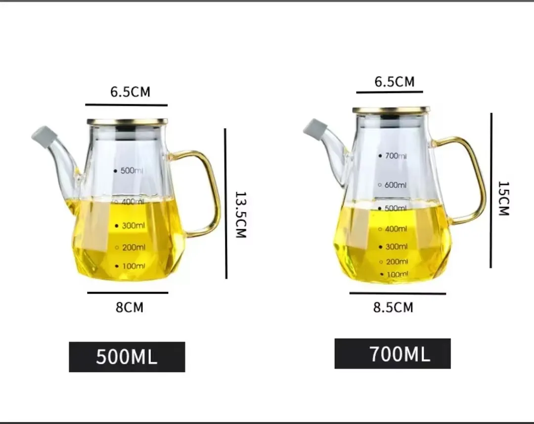 Innovative Diamond Shapes Borosilicate Glass Oil and Vinegar Bottle Set Empty Olive Oil Bottles Olive Oil Cans