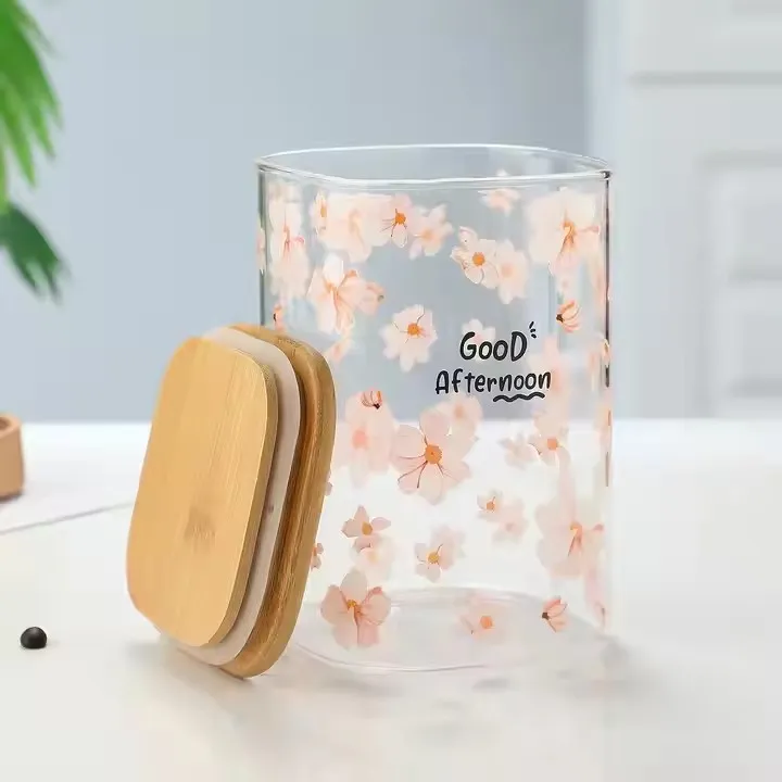 Classic Design Square Glass Jar with Hand Blown Lid Multi-Size for Kitchen for Households Parties