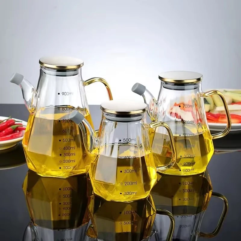 Innovative Diamond Shapes Borosilicate Glass Oil and Vinegar Bottle Set Empty Olive Oil Bottles Olive Oil Cans