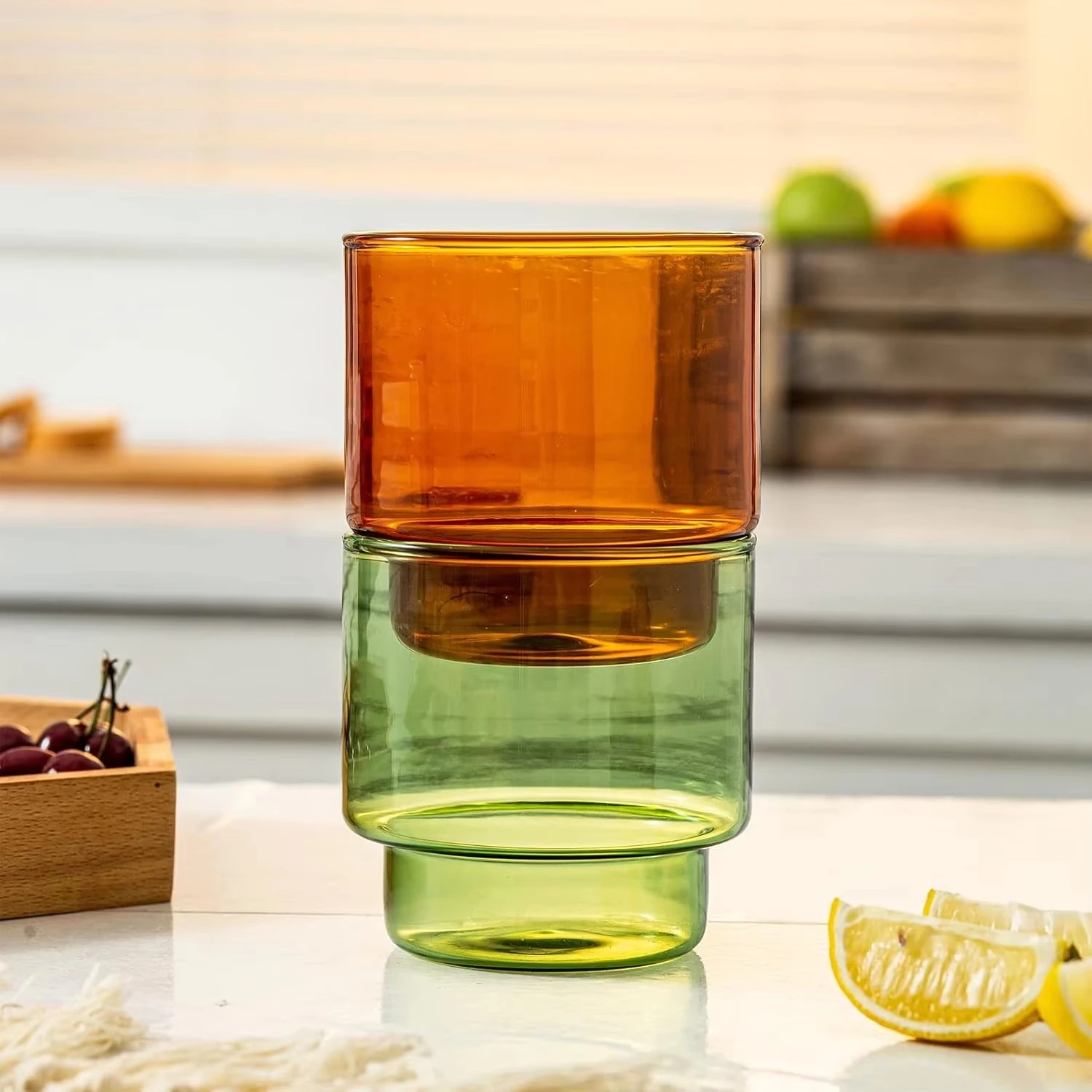 Colorful high borosilicate stackable 300ml mug