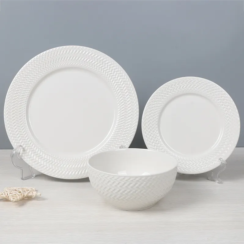 Experience the EMBOSSED Porcelain Dinnerware Collection