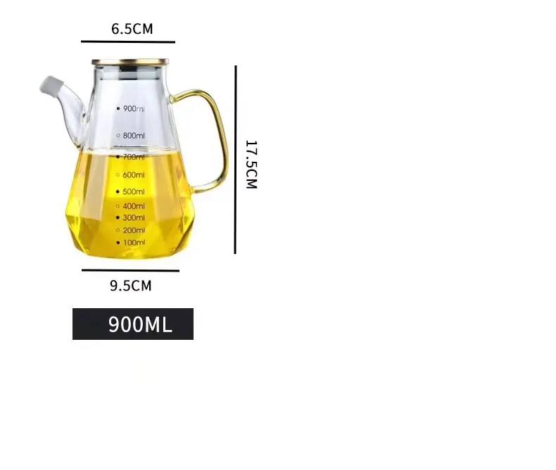 Innovative Diamond Shapes Borosilicate Glass Oil and Vinegar Bottle Set Empty Olive Oil Bottles Olive Oil Cans