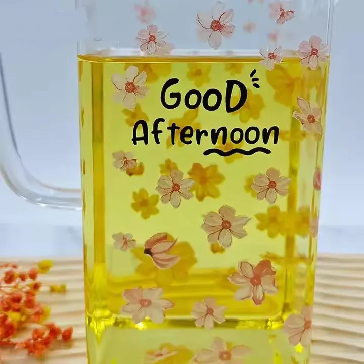 Wholesale High Borosilicate Glass Decals Design Olive Oil Dispenser Bottle With Wooden Lid