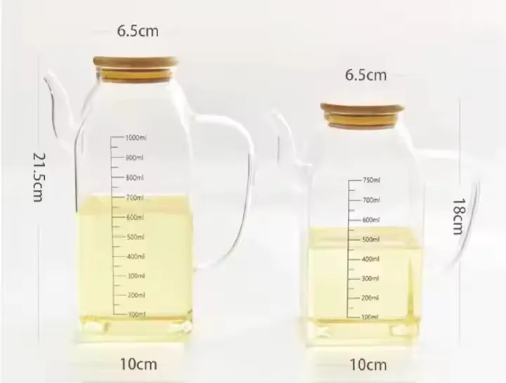 Wholesale High Borosilicate Glass Decals Design Olive Oil Dispenser Bottle With Wooden Lid
