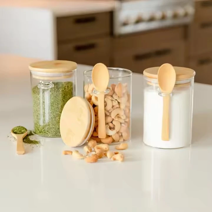Storage Jar With Wooden Lid & Spoon