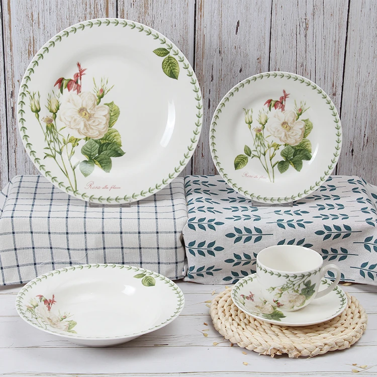 white rose porcelain dinner set
