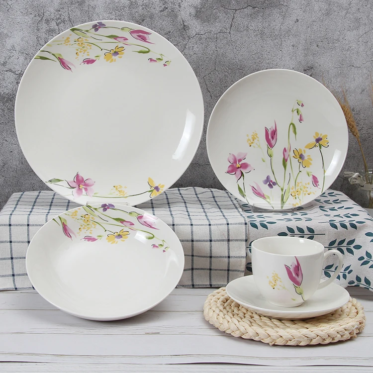 coupe shape flower dinner set porcelain new bone china bone china