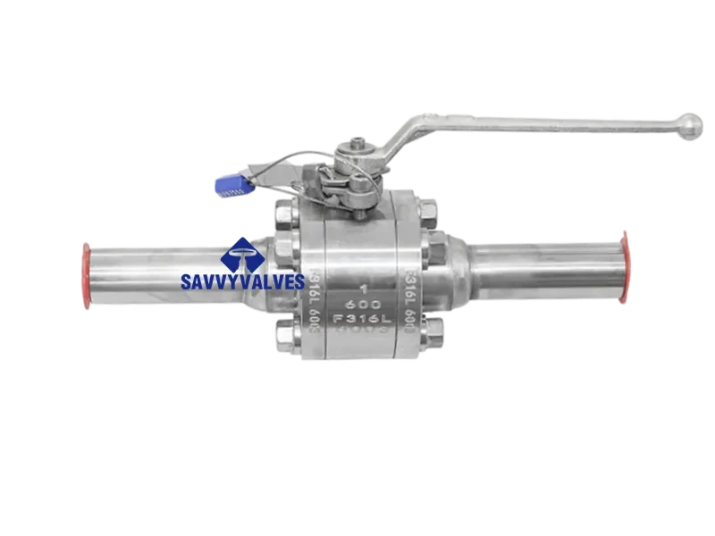 1″-600LB-Nipples End 3-Piece Floating Ball Valve c/w Lockable Lever