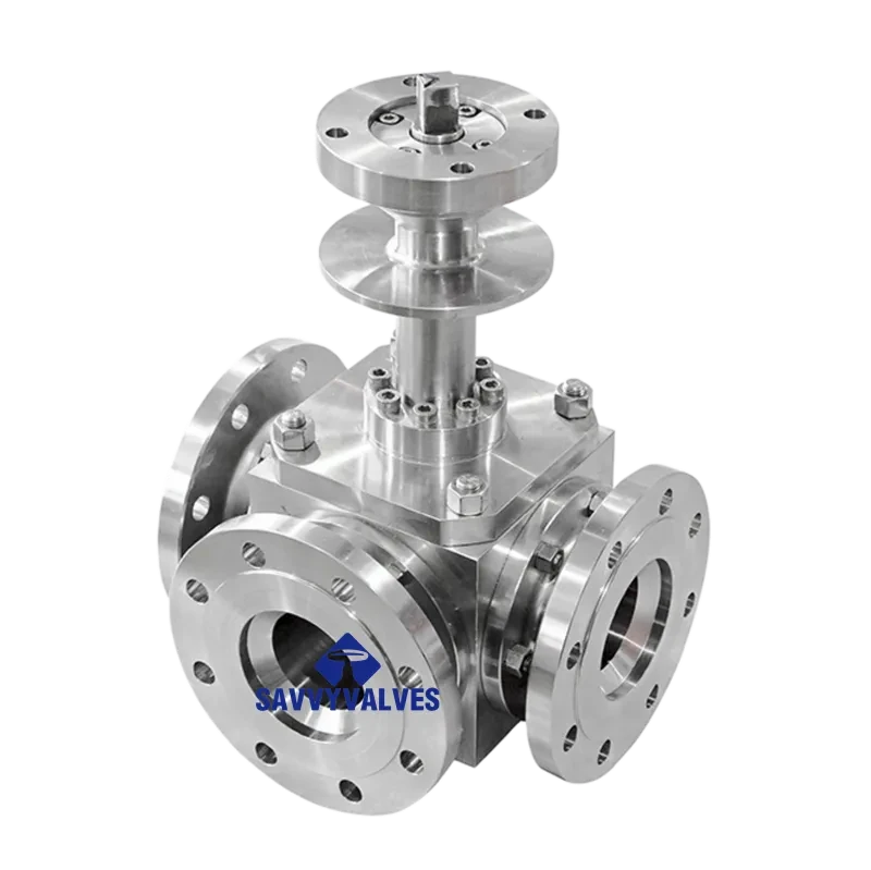 2″-300LB Cryogenic 3-Way Floating Ball Valve Ready For Actuators