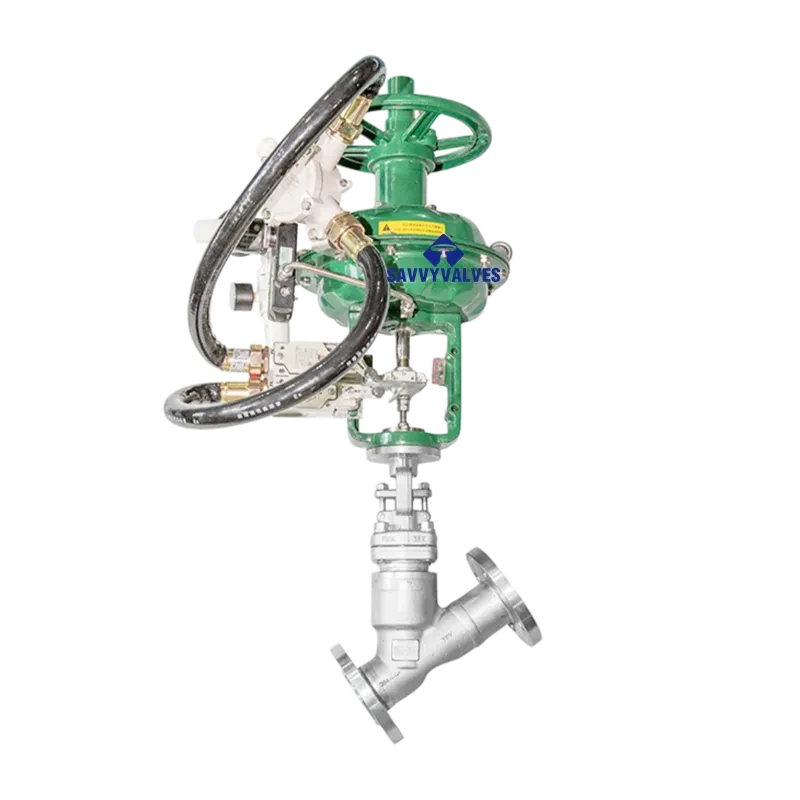 DN40-PN16-RF Pneumatic Y Pattern Bellows Seal Globe Valve