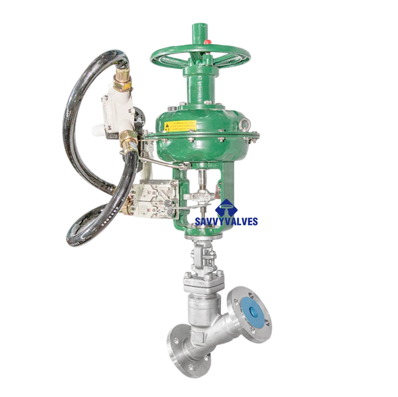 DN40-PN16-RF Pneumatic Y Pattern Bellows Seal Globe Valve