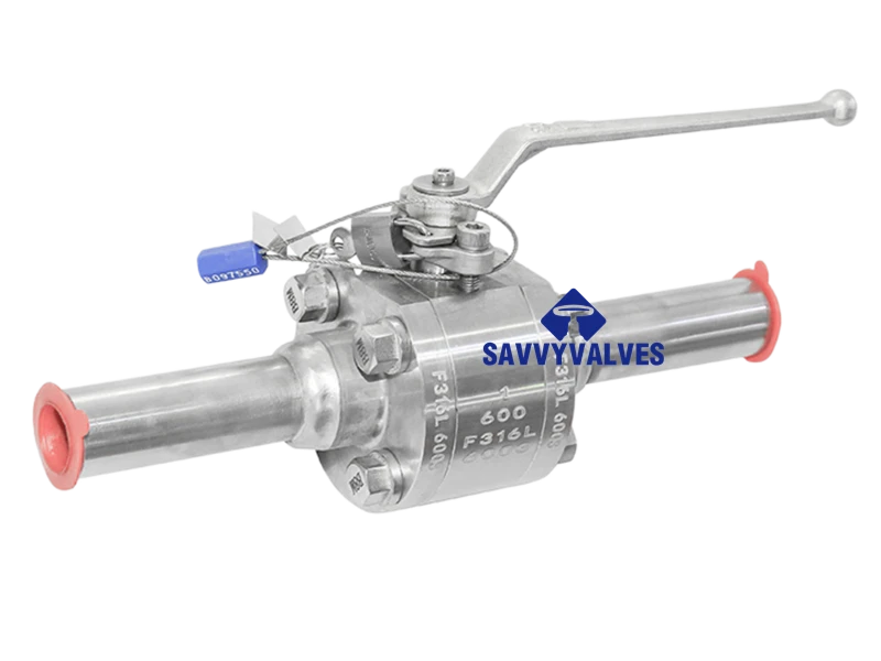 1″-600LB-Nipples End 3-Piece Floating Ball Valve c/w Lockable Lever