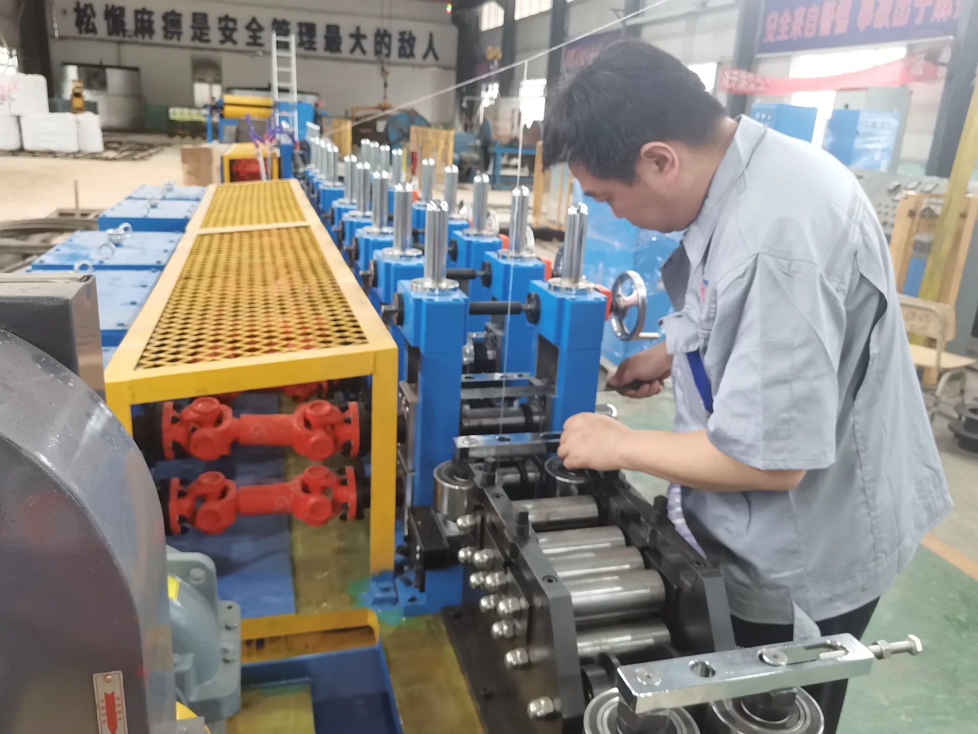 the flux cored wire production line is being installed