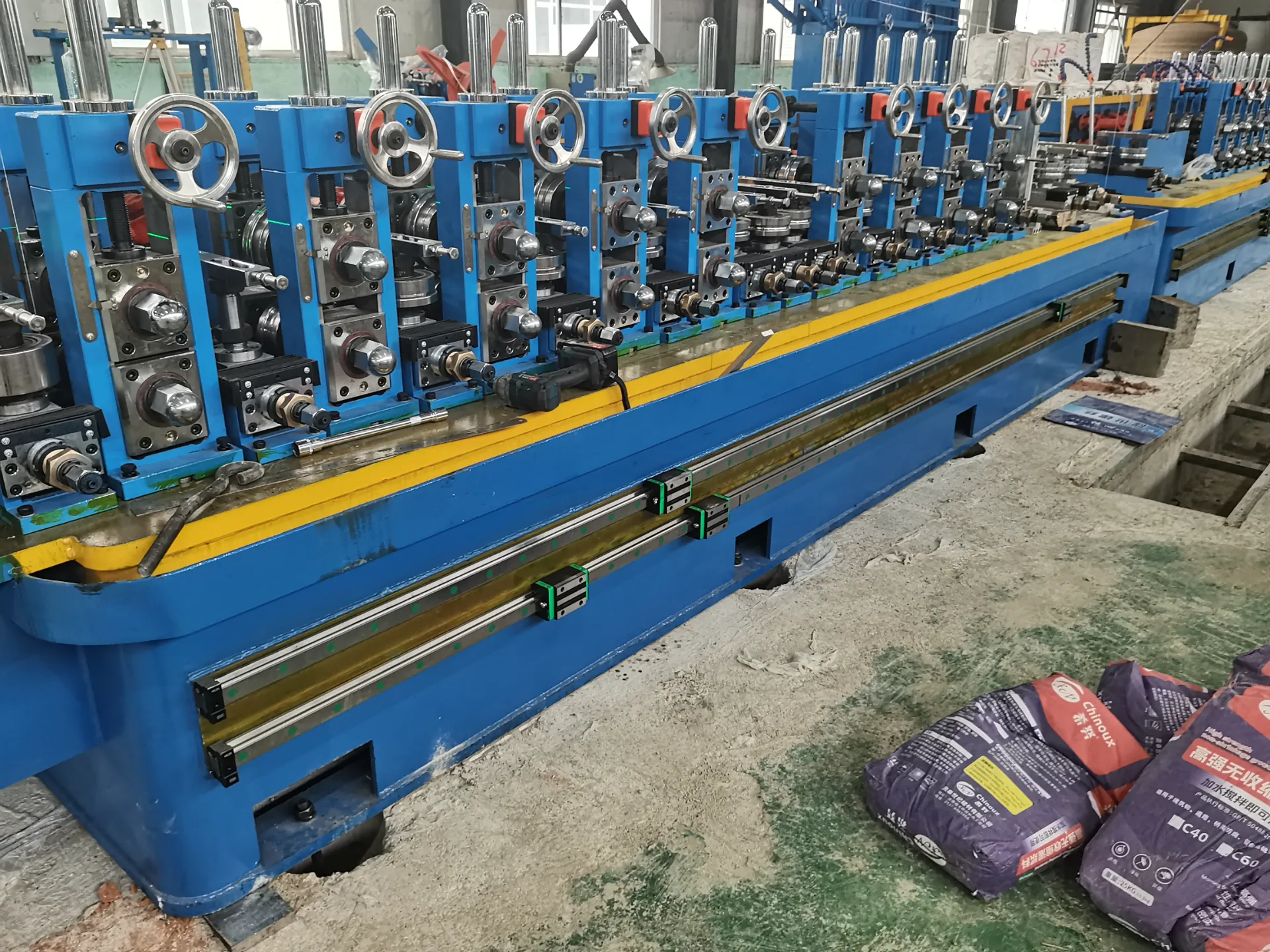 the flux cored wire production line is being installed