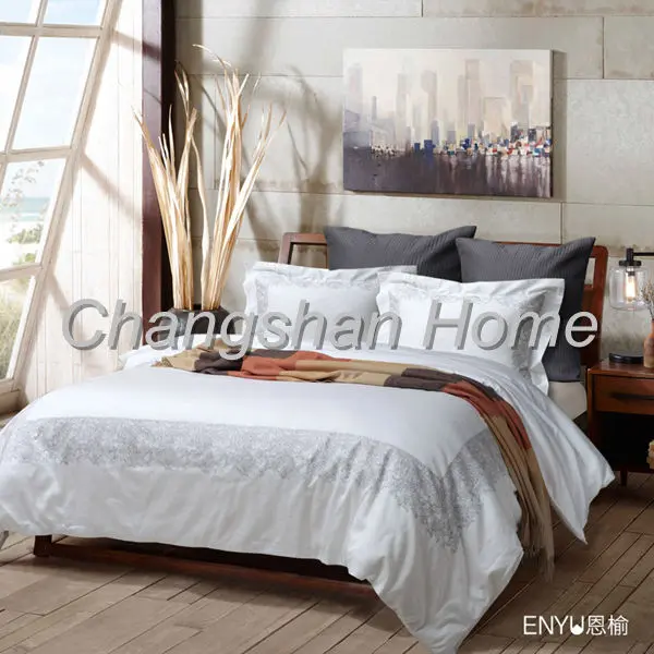 100% Cotton Satin Embroidered Bedding Sets 4 Pieces