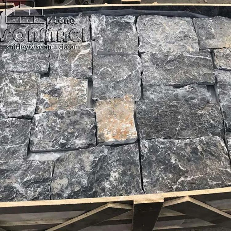 Black Limestone Fieldstone Exterior Wall Panels