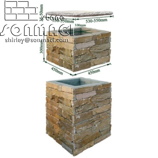 Natural Decorative Yellow Stone Slate Pillar