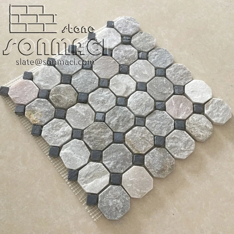 Mixed Color Slate Stone Mosaic Wall Tile Wholesale