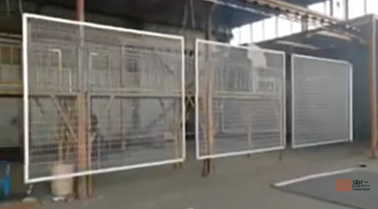 Spray Plastic Treatment On Workshop Isolation Fence